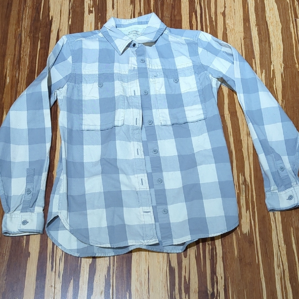 REI Checkered Plaid Shirt blue white